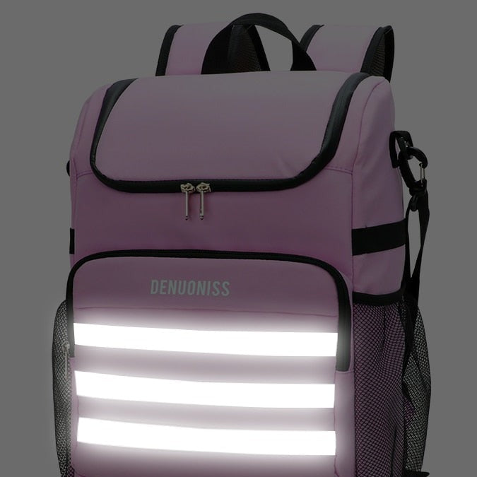 Sac à Dos Isotherme Rose avec Bandes Réfléchissantes,  sac à dos compartiment isotherme